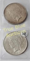 1923 Peace Dollars, AU (2) Coins