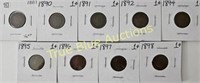 1887 98 Indian Head Cent G4 F12 (9) Coins