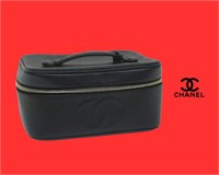 Original Chanel Black Lambskin CC Make Up Case