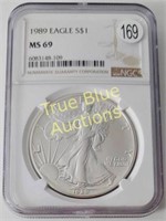 1989 American Silver Eagle, MS69 NGC