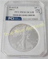 1996P American Silver Eagle,PR70/DCam PCI