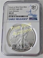 2019w American Silver Eagle, MS69 NGC