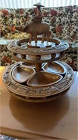 Two tier wooden candy lazy Susan
