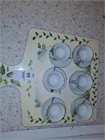 6 piece miniature tea cups and cutting board