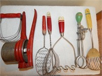 Vintage Kitchen Utensils Red Handles