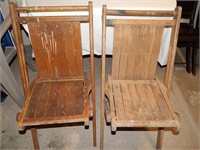 (2) Antique Slat Back Folding Deck Chairs