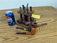 9 VTG Smoking Pipes w/Stand