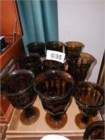 LOT AMBER WATER GOBLETS