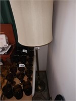 VTG. METAL BASE FLOOR LAMP- MILKGLASS SHADE