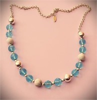 BEAUTIFUL VTG SIGNED GEORGE BLUE & SILVER NECKLACE