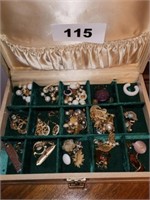 JEWELRY BOX W/ VARIOUS EARRINGS