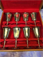 Wood case w possible silverplated goblets set of 8