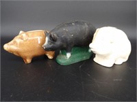 Lot (3) Vinatge Pig / Hog Banks