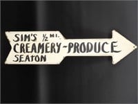 Seaton, IL Creamery Arrow Sign - 1920s