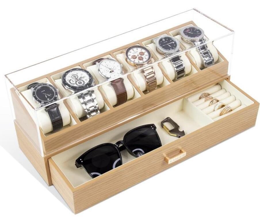 KAMIER WATCH BOX(OAK) 14.5X6IN