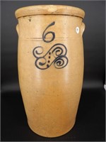 Early 6 Gal Stoneware Churn - Decorated