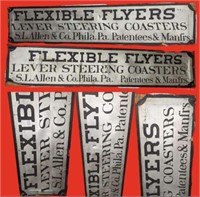 1880s-90s Flexible Flyer Sleds Sign - Canvas on Wo