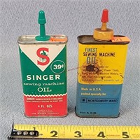 2- Vintage Sewing Machine Oil Cans