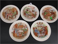 Lot (5) Beer Drinking China Plates - Fondeville