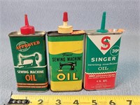 3- Vintage Sewing Machine Oil Cans