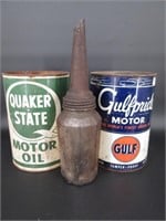 5 Qt. Oil Cans & Oil Bottle