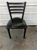 Metal Slat Back Cushioned Dining Chair
