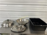 Bus Bin w/ LG Strainer, Food Cover & 3 Oval