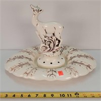 Red Wing Pottery Deer Flower Frog Centerpiece