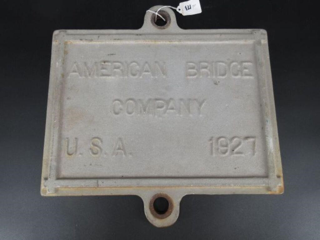 American Bridge Company Cast Iron Plaque