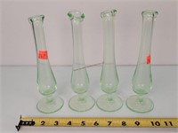 4- 8" Antique Green Glass Vases