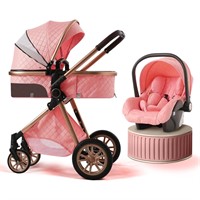3-in-1 Baby Travel System Stroller (Pink)