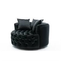 Black Swivel Barrel Chair  360 with 3 Pillows