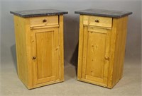 Pair of Marble Top Cabinets