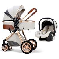 3 in 1 Baby Travel System Stroller - Off White