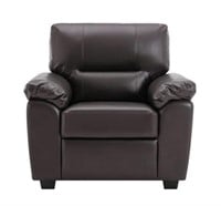 Garrin Choc Brown PU Leather Chair w Pillows