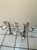 Pewter Bombay five light candelabras 12 inches