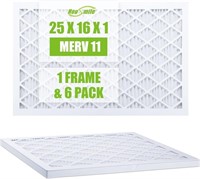 MERV 11 Furnace Filters 16x25x1, 6-pack w/ Frame