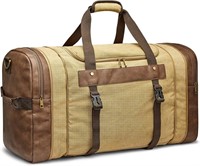 S-ZONE 65L Leather Duffle Bag Travel Carry ON