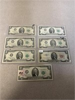 7 $2 bills. Some are uncirculated.