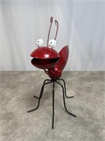 Outdoor metal yard art red ant, 12 inches tall
