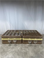 Assortment of clear glass water and wine glasses,