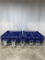 Assortment of water and wine glasses with dish