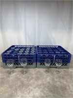 Wine glasses with dish racks, total of 50 glasses