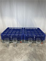 Water glasses with dish racks, total of 50 glasses