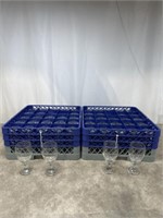 Water glasses with dish racks, total of 49 glasses