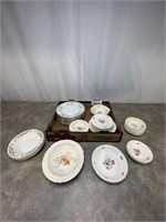Assortment of floral style dishware,