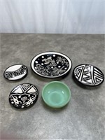 Fire King Jadeite small bowl and Indigenous dishes