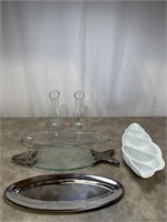 Glass water pitchers, Fish style serving trays,