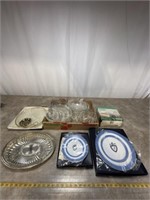 Clear glass serving dishes and White House