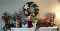 Mantel contents and wreath